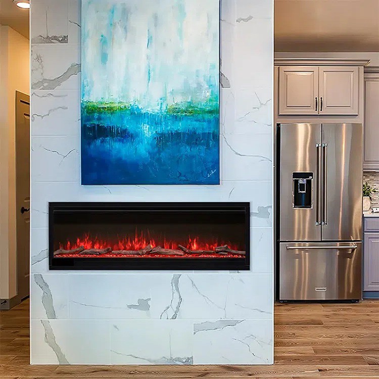 Fireplace Elektrik Dinding Hitam Dibina di